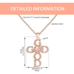 Uloveido GOD Is Good Cross Necklace for Women, Rose Gold & Platinum Plated CZ Faith Pendant