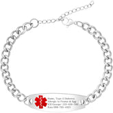 Uloveido Custom Medical ID Bracelet for Men Women | Personalized Engraved Stainless Steel Curb Link Chain Bracelet | Emergency Alert Health Info Jewelry Adjustable 20-25cm