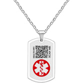 Uloveido Dynamic QR Code Medical Alert Necklace for Men & Women | Scan to Update Emergency Medical Info Stainless Steel SOS Dog Tag Pendant with Red Medical Symbol | No Engraving Required
