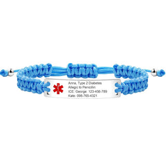 Uloveido Medical Alert ID Bracelet Laser Engraved Epilepsy Adjustable Wristband for Men Women Emergency First Aid