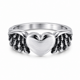 Uloveido Free Engraving Angel Wing Heart Memorial Ring for Women and Men, Stainless Steel Vintage Love Ring, In Memory Promise Jewelry for Loved Ones Y678