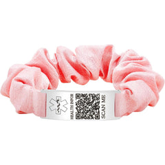 Uloveido Dynamic QR Code Medical Alert Scrunchie Bracelet for Women, Editable Fabric Medical ID Wristband