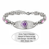 Custom Stainless Steel Medical Alert Bracelet QR Code ID Bracelet for Women Men Adjustable Engraved Emergency Jewelry with Cubic Zirconia Charm