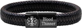 Medical Alert Cuff Bracelet for Men and Women, Black Stainless Steel Clasp Emergency ID Wristband, PU Leather Health Information Band YA5551