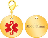 Medical Keychain Round Waterproof Stainless Steel Free Customizable Emergency Medical Jewelry for Men Women Seniors