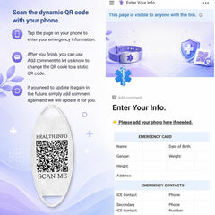 Uloveido Blue & White Leaf CZ Medical Alert Bracelet for Women | Dynamic QR Code or Custom Engraved ID Jewelry | Emergency Contact Allergy Health Info Stainless Steel & Copper Adjustable Wristband