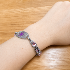 Custom Stainless Steel Medical Alert Bracelet QR Code ID Bracelet for Women Men Adjustable Engraved Emergency Jewelry with Cubic Zirconia Charm