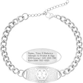 Uloveido Custom Medical ID Bracelet for Men Women | Personalized Engraved Stainless Steel Curb Link Chain Bracelet | Emergency Alert Health Information Jewelry Adjustable 20-25cm
