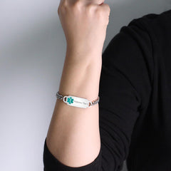 Uloveido Waterproof Hypoallergenic Sports Medical ID Bracelet, Durable Stainless Steel Medical Jewelry