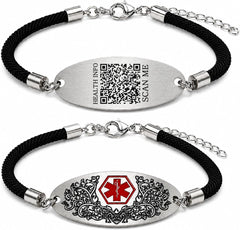 Medical Alert Bracelet with Dynamic QR Code or Custom Laser Engraving | Personalized Medical ID Bracelet | Emergency Medical Jewelry for Health Conditions | Stainless Steel Rope Chain