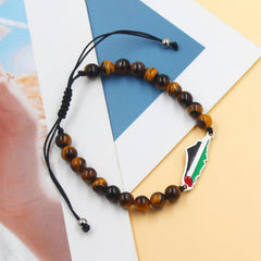 Uloveido Palestinian Flag Handmade Middle Eastern Beaded Multicolor Protest Bracelet, Justice Unity Activist Bracelet, Stainless Steel Flag