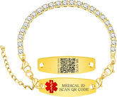 Uloveido Editable QR Code Medical Alert Tennis Bracelet for Women, Silver & Gold Color Options, Personalized Scannable Health ID Jewelry, Custom Emergency Info Wristband
