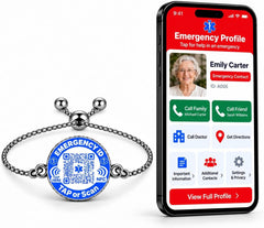 Uloveido NFC QR Medical ID Bracelet, Editable Emergency Medical Profile