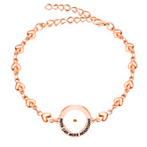 Rose Gold Stainless Steel Faith Can Move Mountains Bracelet with Heart Link Chain, Mustard Seed Charm Inspirational Jewelry