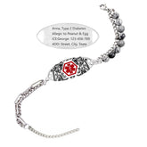 Customized Engraving Grey Map Jasper Double-Strand Medical Alert Bracelet | Stainless Steel Interchangeable Lobster Clasp | Caduceus & Star of Life EMS Bracelets for Seniors & Allergies