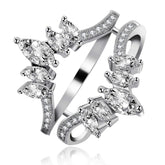 Uloveido Adjustable Wide Ring Guard Enhancer for Women | Rose Gold & White Gold Plated Brass Bridal Ring Wrap with AAA Cubic Zirconia | Wedding Engagement Promise Ring Insert Sizes 5-10