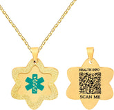 Dynamic QR Code Medical ID Necklace for Women Men | Stainless Steel Emergency Medical Alert Pendant with Red White Green Symbol | Scan to Update Health Information Hypoallergenic Safety Identification Jewelry