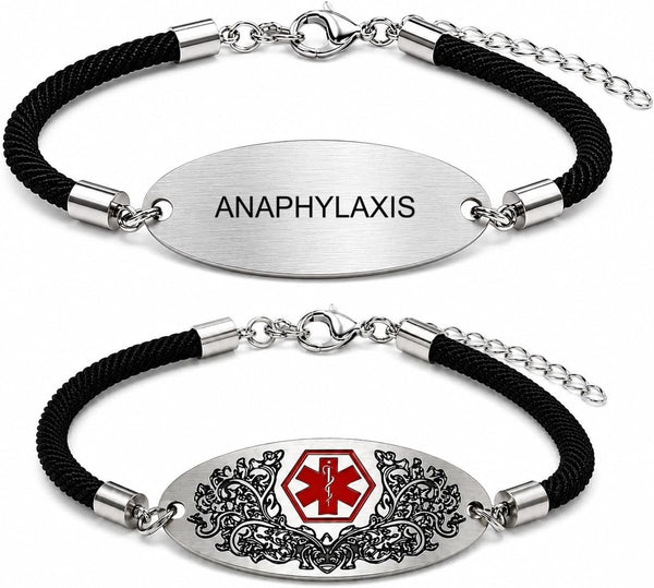 Medical Alert Bracelet with Dynamic QR Code or Custom Laser Engraving | Personalized Medical ID Bracelet | Emergency Medical Jewelry for Health Conditions | Stainless Steel Rope Chain