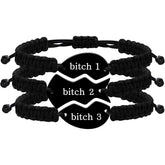 3 Pcs Puzzle Heart Piece Bracelet Set,Handmade Braided Black String Wrist Matching Puzzle Bracelets Adjustable Rope Friendship Gifts Jewelry for Best Friends Sisters