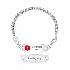 Uloveido Editable QR Code Medical Alert Tennis Bracelet for Women, Silver & Golded Color Options, Personalized Scannable Health ID Jewelry, Custom Emergency Info Wristband