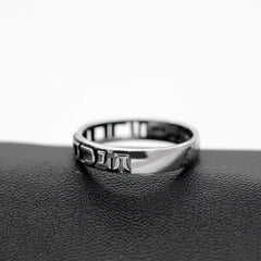 Uloveido Antique Black Thai Silver Hollow Band Ring – Hand-Engraved Hebrew Script, Israeli Religious Jewelry, Size 8-12 (Y583)