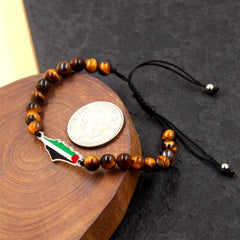 Uloveido Palestinian Flag Handmade Middle Eastern Beaded Multicolor Protest Bracelet, Justice Unity Activist Bracelet, Stainless Steel Flag
