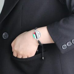 Uloveido Palestine Freedom Bracelet, Islamic Style for Men Women, Gold and White Adjustable Pull String, Arab Pride Resistance Jewelry