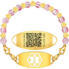 Uloveido Stainless Steel Medical Alert Bracelet for Women 18K Gold Plated Tarnish Resistant, Laser Engraved or Dynamic QR Code ID Bracelet