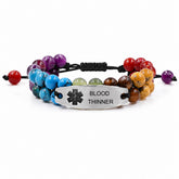 Zircobic 7 Chakra Stone Medical ID Bracelet for Women Personalized Engraved Stainless Steel Emergency Alert Bracelet Adjustable Braided Rope Healing Crystal Medical Alert Jewelry for Diabetes Allergy Epilepsy