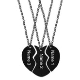 Uloveido 3 Pieces BFF Necklace Black Stainless Steel Matching Puzzle Heart Shape Best Friends Necklaces for 3 Lady Friendship Birthday Gifts