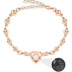 Uloveido 100 Languages Projection Pendant Bracelet, I LOVE YOU Heart Chain Bracelets