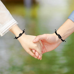 Uloveido Couple Puzzle Heart Bracelet, Matching Beaded Braided Adjustable Pull-String Bracelets