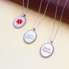 Uloveido Self Editable QR Code Medical Alert Necklace – Stainless Steel Oval Medical ID Pendant, Update Health Information Anytime for Emergency
