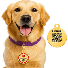 Uloveido Dynamic QR Code ESA Dog ID Tag, Editable Emotional Support Animal Pet Tag, Scannable Pet Information Contact Details