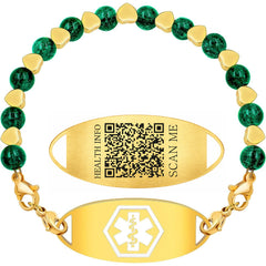 Uloveido Stainless Steel Medical Alert Bracelet for Women 18K Gold Plated Tarnish Resistant, Laser Engraved or Dynamic QR Code ID Bracelet