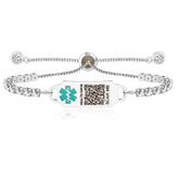 Uloveido Custom Engraved Medical Alert Bracelet | Personalized Stainless Steel CZ Tennis Chain ID Tag | Adjustable Emergency Jewelry for Women