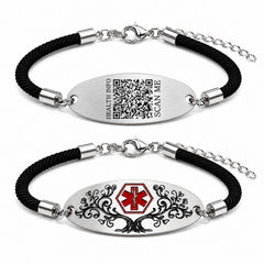 Personalized Medical Alert Bracelet | Dynamic QR Code or Custom Engraving Medical ID Jewelry | Adjustable Stainless Steel Bracelet for Women Men, Emergency Contact Information