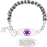 Women's Medical ID Bracelet, Durable Multicolor Stainless Steel Chain, Custom Engraved Medical Alert Tag for Allergies/Emergency Info (YA5541)