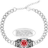 Uloveido Personalized Medical Alert Bracelet for Men Women | Double-Sided Engraved Stainless Steel Curb Link Chain ID Bracelet | Custom Emergency Health Info Jewelry