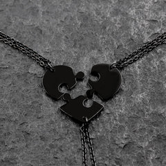 Uloveido Personalized 3 Name Puzzle Heart Necklace Stainless Steel Custom Engraved Interlocking Heart Pendant Best Friends Sisters Family Matching Fri