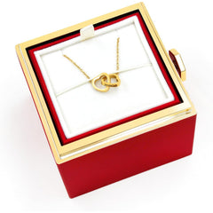 Uloveido Personalized Interlocking Heart Necklace with Two Names, Custom Engraved Double Love Pendant Chain for Couples