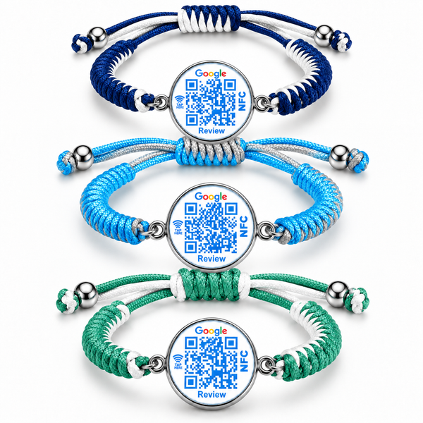 Uloveido NFC QR Bracelet for Google Reviews, Staff Review Wristband