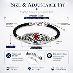 Personalized Medical Alert Bracelet | Dynamic QR Code or Custom Engraving Medical ID Jewelry | Adjustable Stainless Steel Bracelet for Women Men, Emergency Contact Information