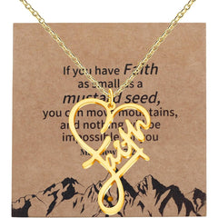 Uloveido Faith Mustard Seed Heart Necklace, “Faith Can Move Mountains” Infinity Pendant, Matthew 17