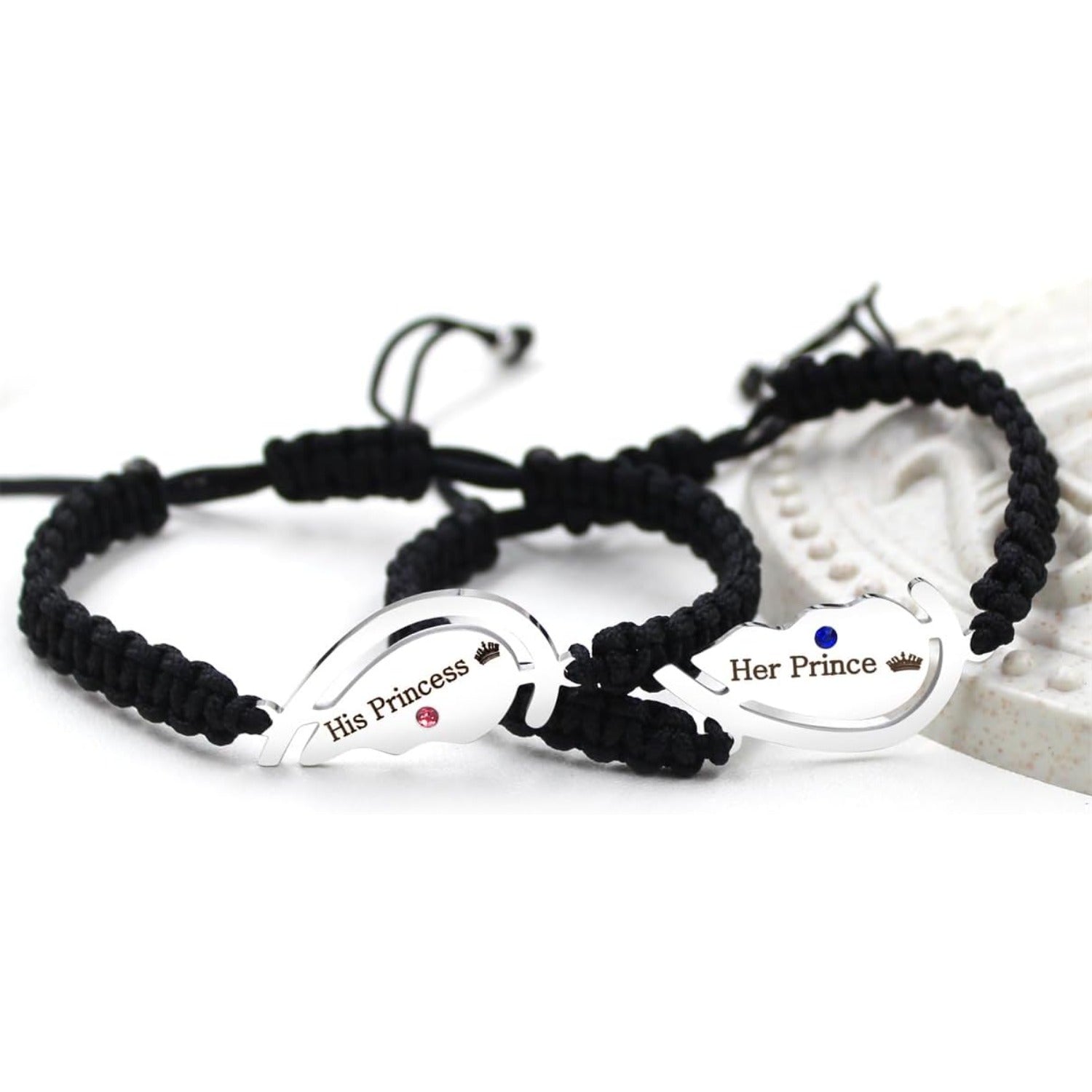 Couple Puzzle Heart Bracelet | Matching Beaded Braided Adjustable Pull-String Bracelets | Love and Commitment Zirconia Inlaid Eternal Bond Jewelry Y4486-Y4487
