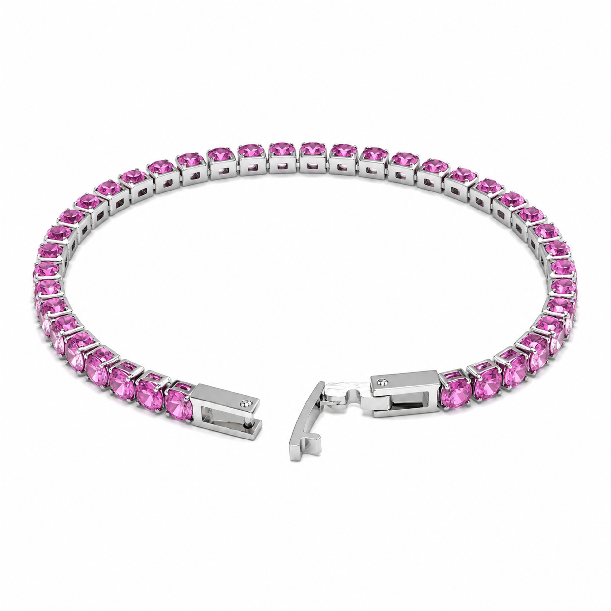 Tennis Bracelets for Women Men Stainless Steel 4mm AAAAA Cubic Zirconia Classic Tennis Bracelet Sparkly CZ Bracelet with Fold Over Clasp, Size 6.5/7/7.5/8 Inch Romantic Valentines Day Jewelry