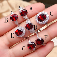 925 Sterling Silver Adjustable Garnet Ring, Natural Gemstone Jewelry for Women | January Birthstone, Valentine's Day, Mother's Day, Birthday Gift | Retail, Wholesale, Dropshipping | 20% Off