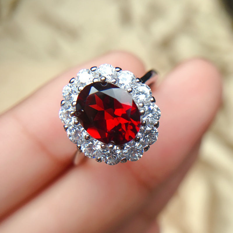 925 Sterling Silver Adjustable Garnet Ring, Natural Gemstone Jewelry for Women | January Birthstone, Valentine's Day, Mother's Day, Birthday Gift | Retail, Wholesale, Dropshipping | 20% Off