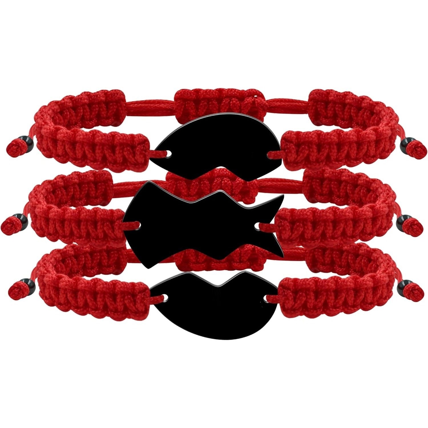 3pcs Personalized Friendship Bracelets Set | Stainless Steel Heart Puzzle Charm Handwoven Adjustable Drawstring Bracelets | Laser Engraved Best Friends Forever Jewelry Gift