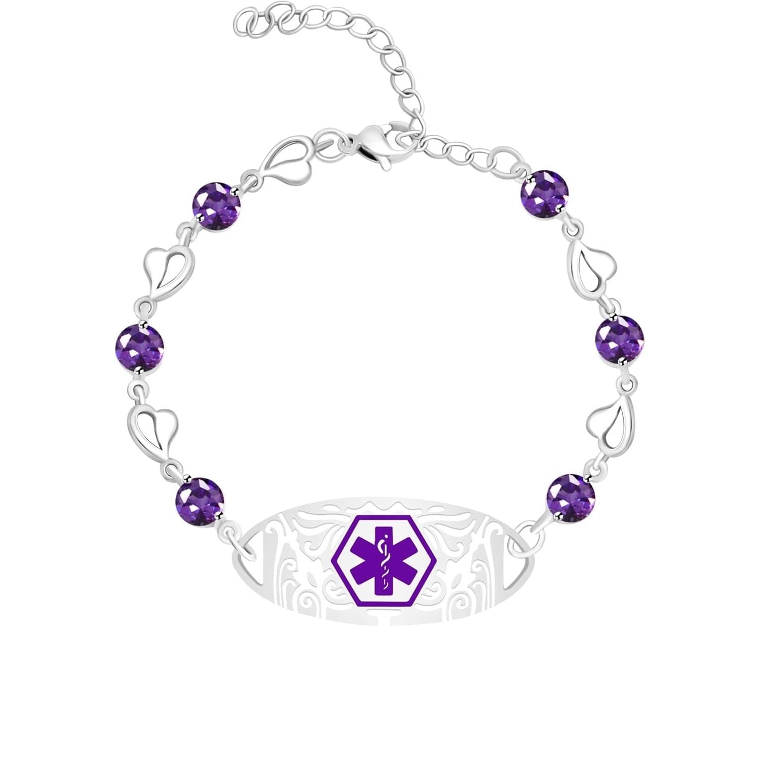 Editable QR Code Medical Alert Bracelet for Women | Stainless Steel & CZ Crystal Floral ID Bracelet | Laser Engraved Dynamic Medical Info Jewelry for Travel & Daily Wear